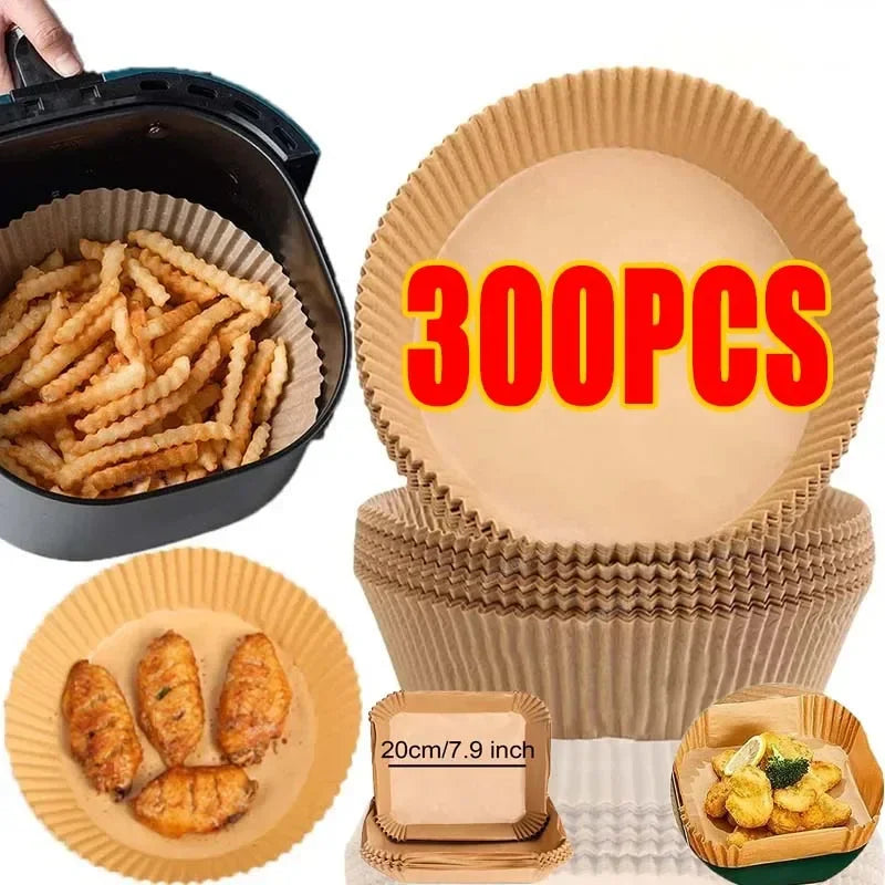 Envases desechables para freidora de aire, doble cara  – Moldes antiadherentes  para hornear (multiuso también para horno convencional), en diferentes presentaciones y medidas.