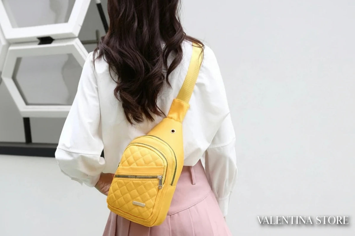 BOLSO PECHERA CRUZADO, DE NYLON COLOR BLANCO.