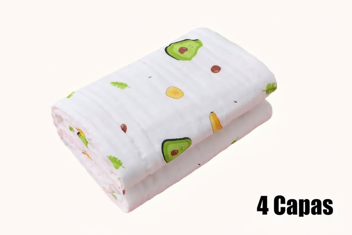 MANTA 100% ALGODON (4 CAPAS) ,  ESTAMPADO ECOLOGICO ,PARA RECIEN NACIDOS Y BEBES