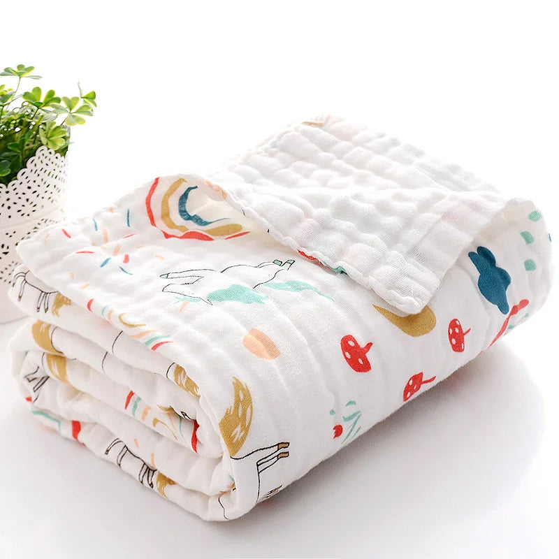 MANTA 100% ALGODON (4 CAPAS) ,  ESTAMPADO ECOLOGICO ,PARA RECIEN NACIDOS Y BEBES