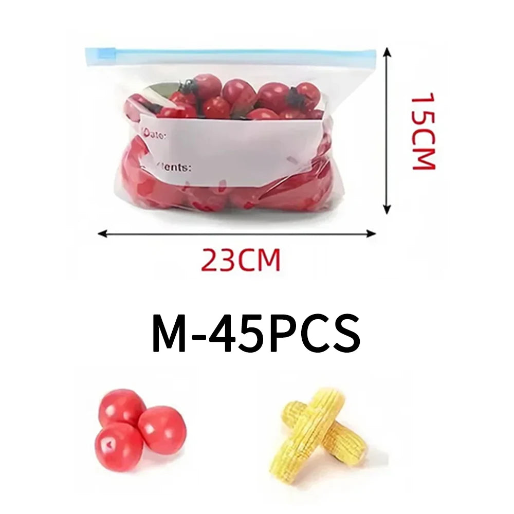 Bolsas Reutilizables para Almacenamiento de Alimentos con Cierre, Bolsas Herméticas y a Prueba de Fugas para Cocina, Envoltura Fresca para Refrigerador