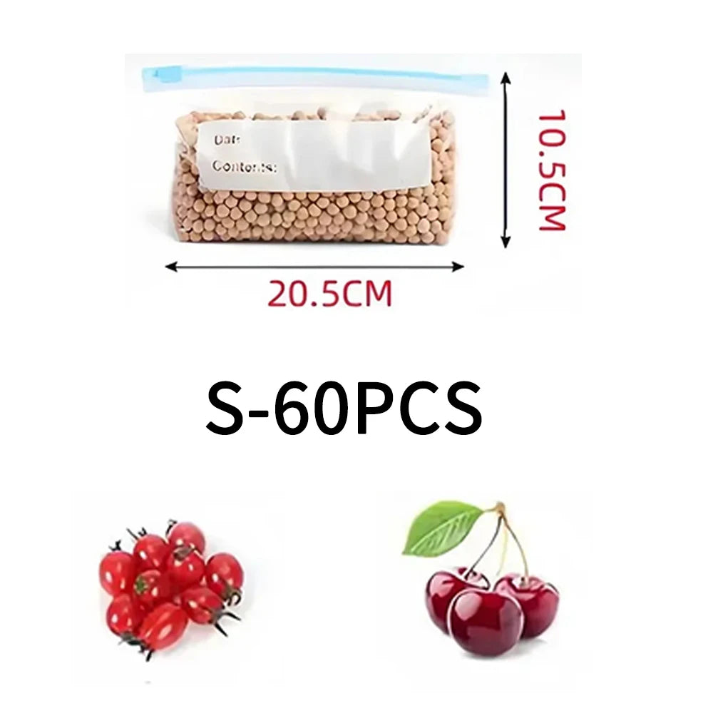 Bolsas Reutilizables para Almacenamiento de Alimentos con Cierre de alta resistencia, Bolsas herméticas reutilizables para alimentos( Pack variado) , Bolsas hermeticas y frescas para Refrigerador